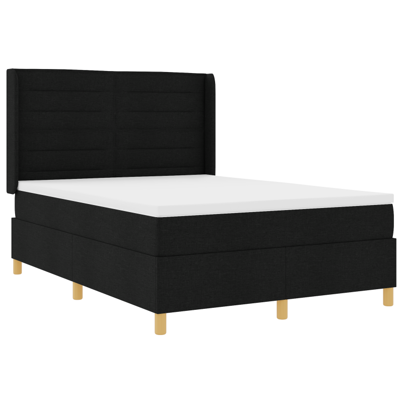 Boxspringbett mit Matratze & LED Schwarz 140x190 cm Stoff