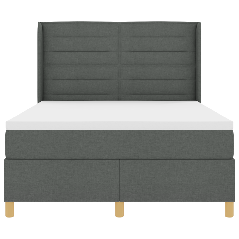 Boxspringbett mit Matratze und LED Dunkelgrau 140x200 cm Stoff
