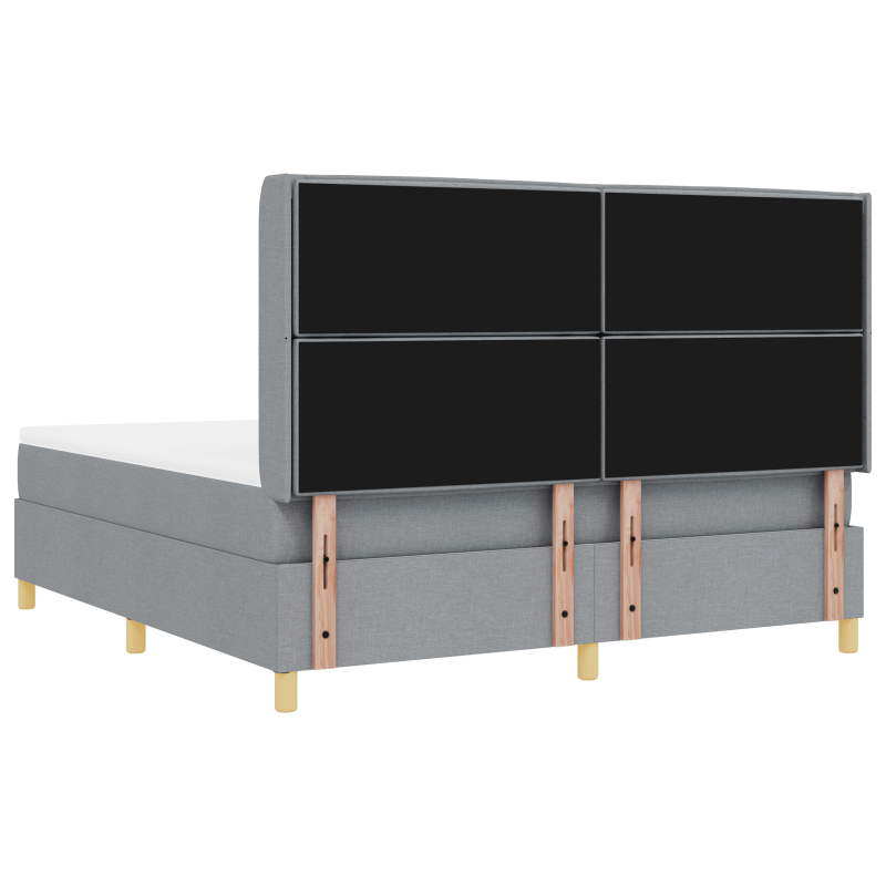 Boxspringbett mit Matratze und LED Licht Grau 180x200 cm Stoff