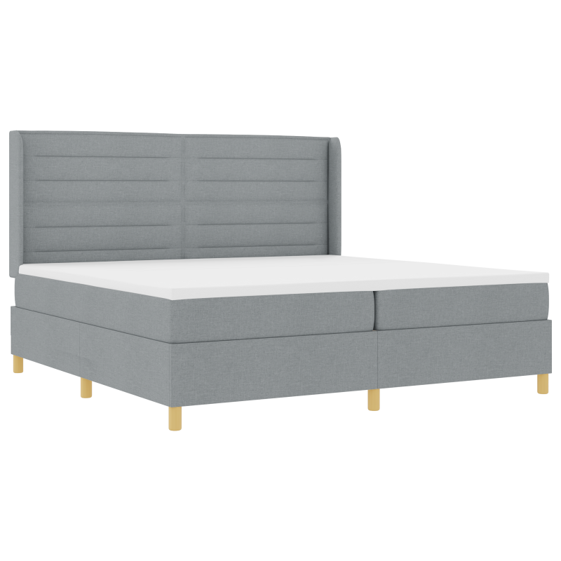 Boxspringbett mit Matratze & LED Licht Grau 200x200 cm Stoff