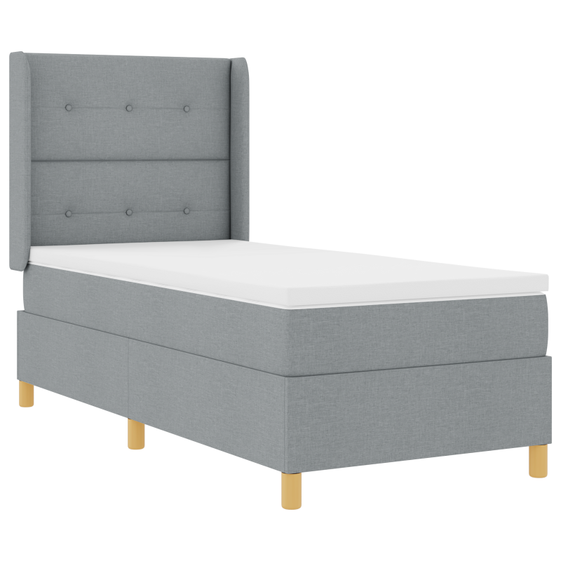 Boxspringbett mit Matratze & LED Licht Grau 90x190 cm Stoff