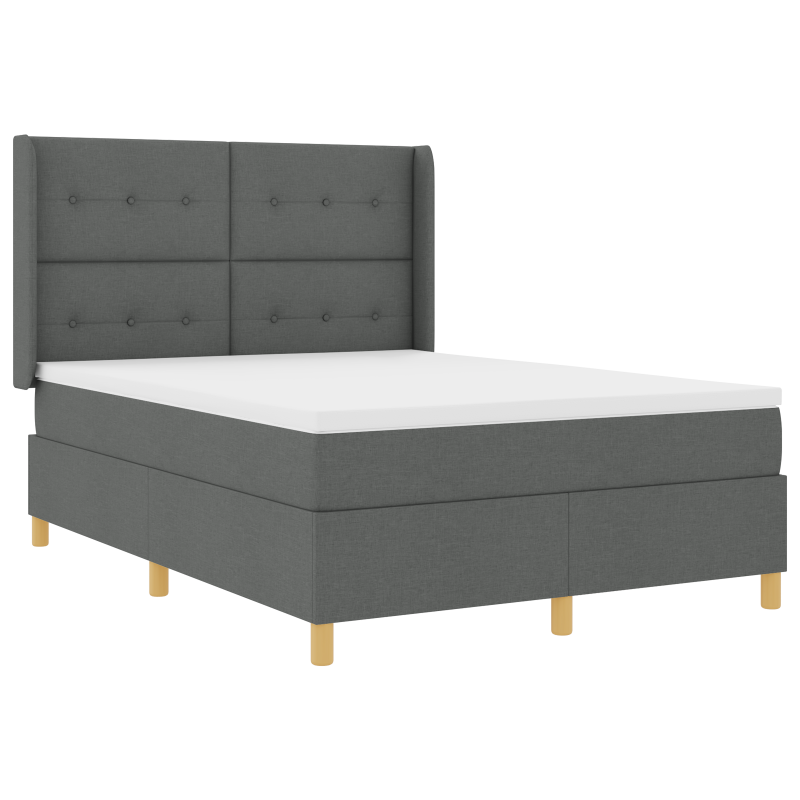 Boxspringbett mit Matratze & LED Dunkelgrau 140x190 cm Stoff