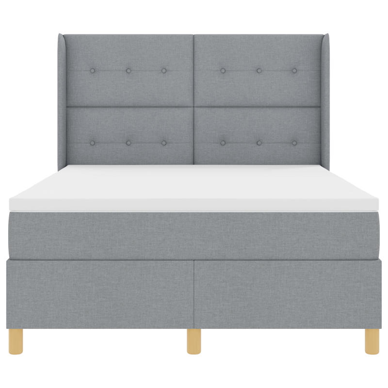 Boxspringbett mit Matratze & LED Licht Grau 140x200 cm Stoff