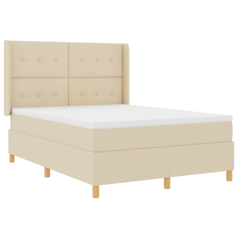 Boxspringbett mit Matratze & LED Creme 140x200 cm Stoff
