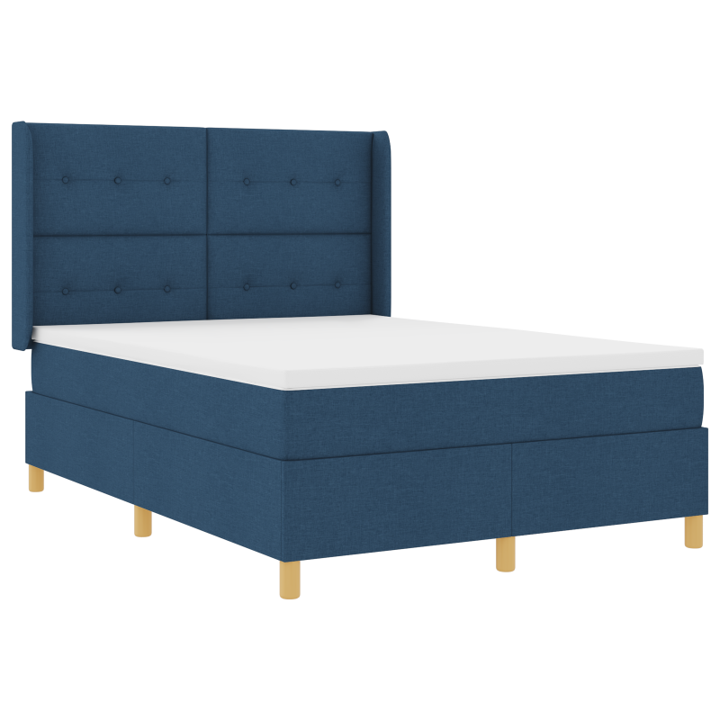 Boxspringbett mit Matratze & LED Blau 160x200 cm Stoff