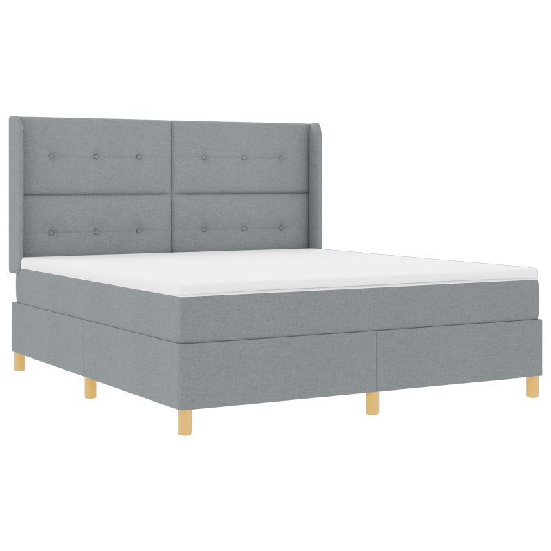 Boxspringbett mit Matratze & LED Licht Hellgrau 180x200 cm Stoff