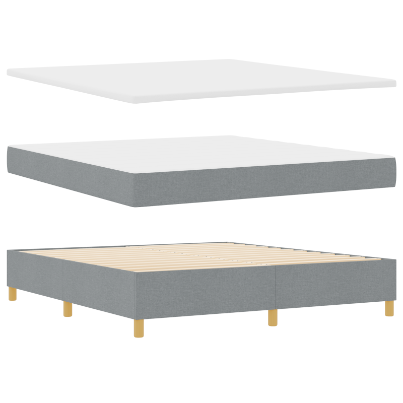 Boxspringbett mit Matratze & LED Licht Hellgrau 180x200 cm Stoff