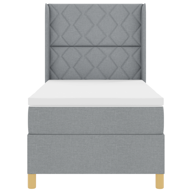 Boxspringbett mit Matratze & LED Licht Hellgrau 100x200 cm Stoff