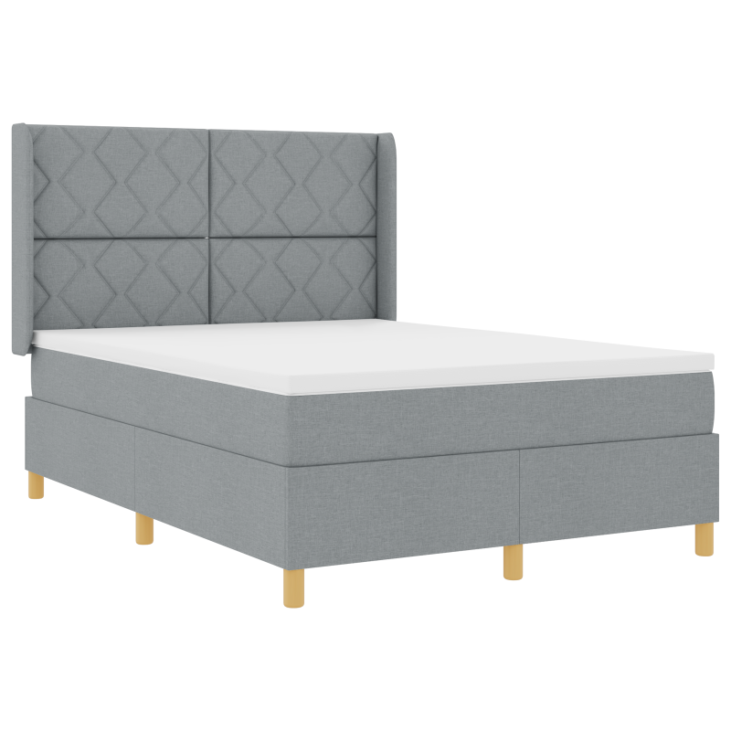 Boxspringbett mit Matratze und LED Licht Hellgrau 160x200 cm Stoff