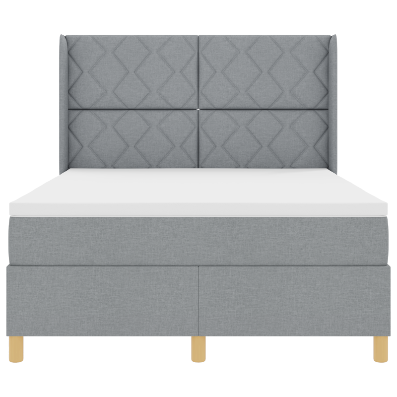 Boxspringbett mit Matratze und LED Licht Hellgrau 160x200 cm Stoff