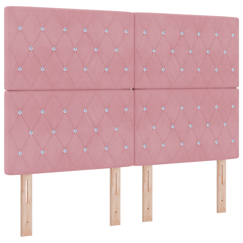 Boxspringbett mit Matratze & LED Rosa 140x190 cm Velours