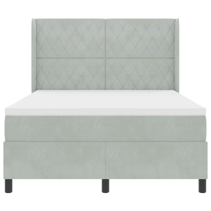 Boxspringbett mit Matratze & LED Licht Grau 160x200 cm Samt