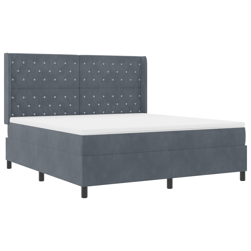 Boxspringbett mit Matratze & LED Dunkelgrau 180x200 cm Samt