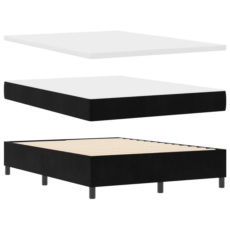 Boxspringbett mit Matratze und LED Schwarz 140x200 cm Samt