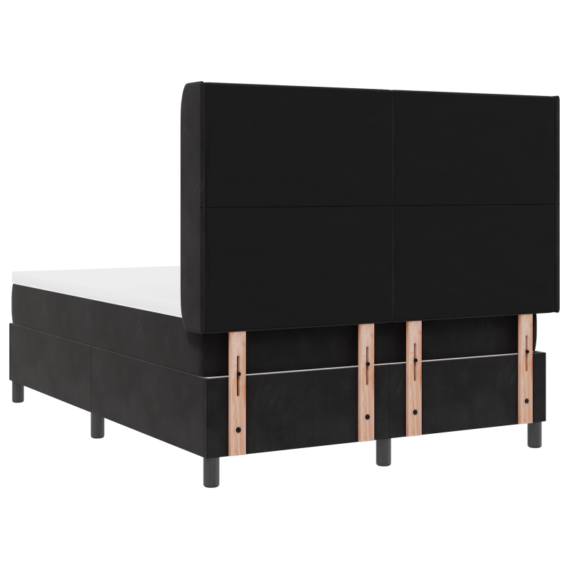 Boxspringbett mit Matratze und LED Schwarz 140x200 cm Samt
