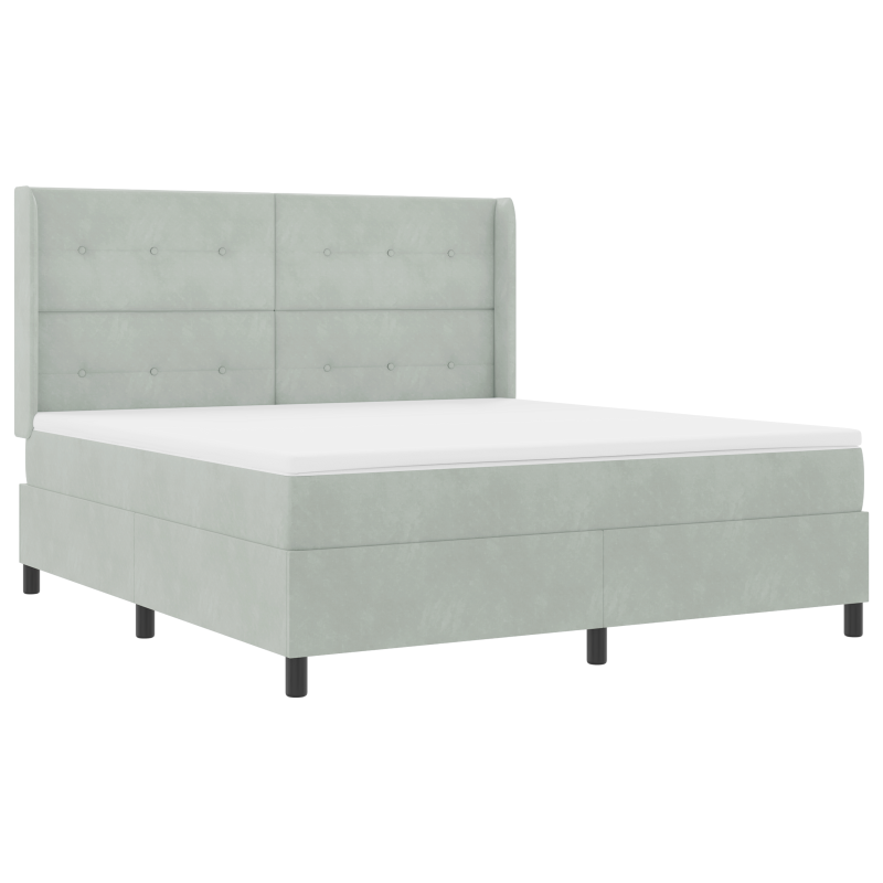 Boxspringbett mit Matratze & LED Licht Hellgrau 180x200 cm Samt