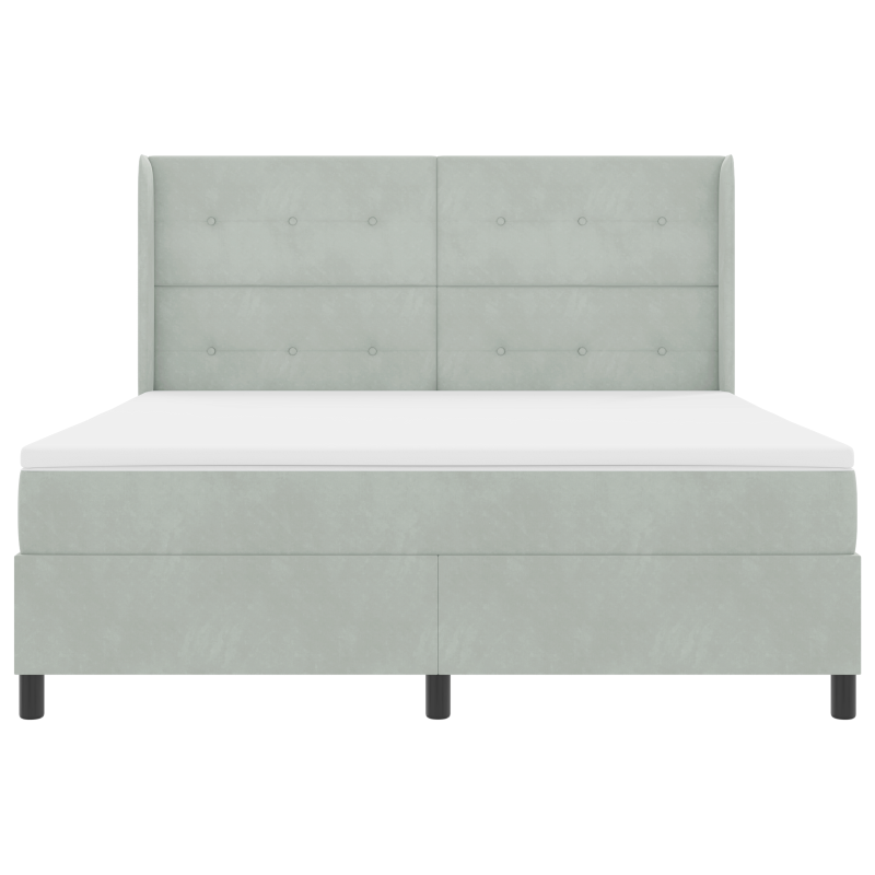 Boxspringbett mit Matratze & LED Licht Hellgrau 180x200 cm Samt