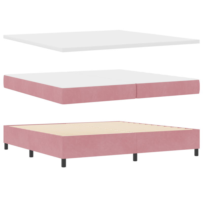 Boxspringbett mit Matratze & LED Rosa 200x200 cm Samt