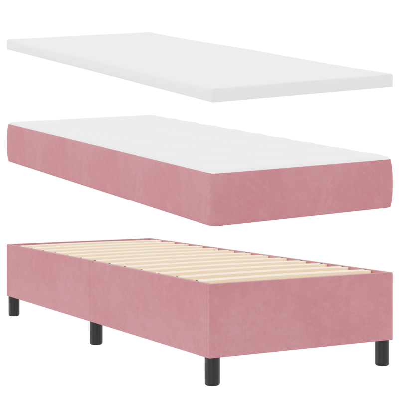 Boxspringbett mit Matratze & LED Rosa 80x200 cm Velours