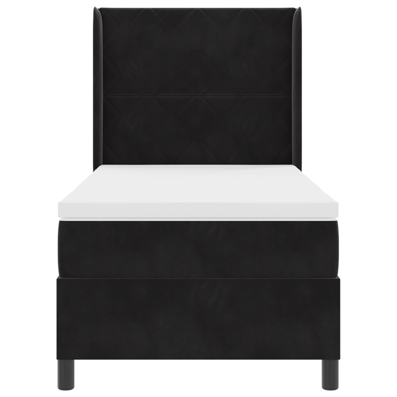 Boxspringbett mit Matratze und LED Schwarz 90x190 cm Samt