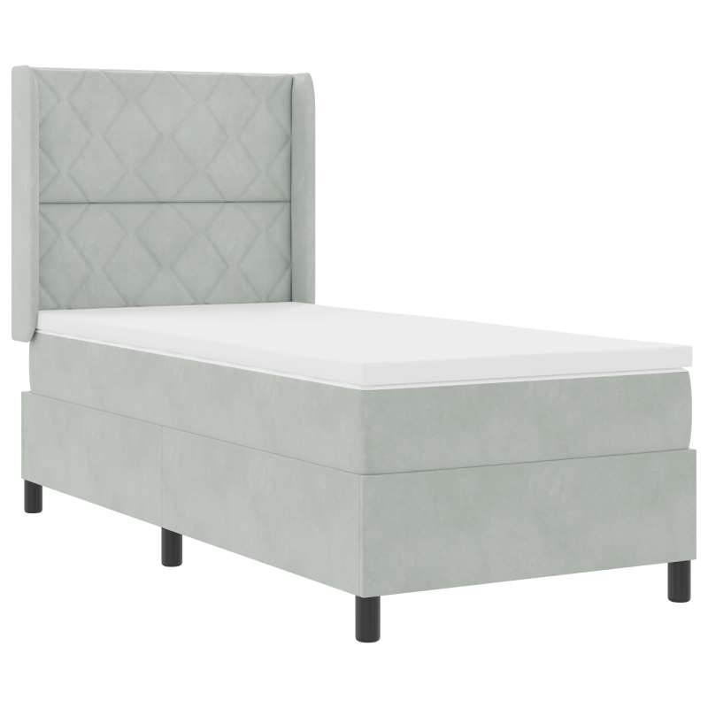 Boxspringbett mit Matratze & LED Licht Hellgrau 90x200 cm Samt