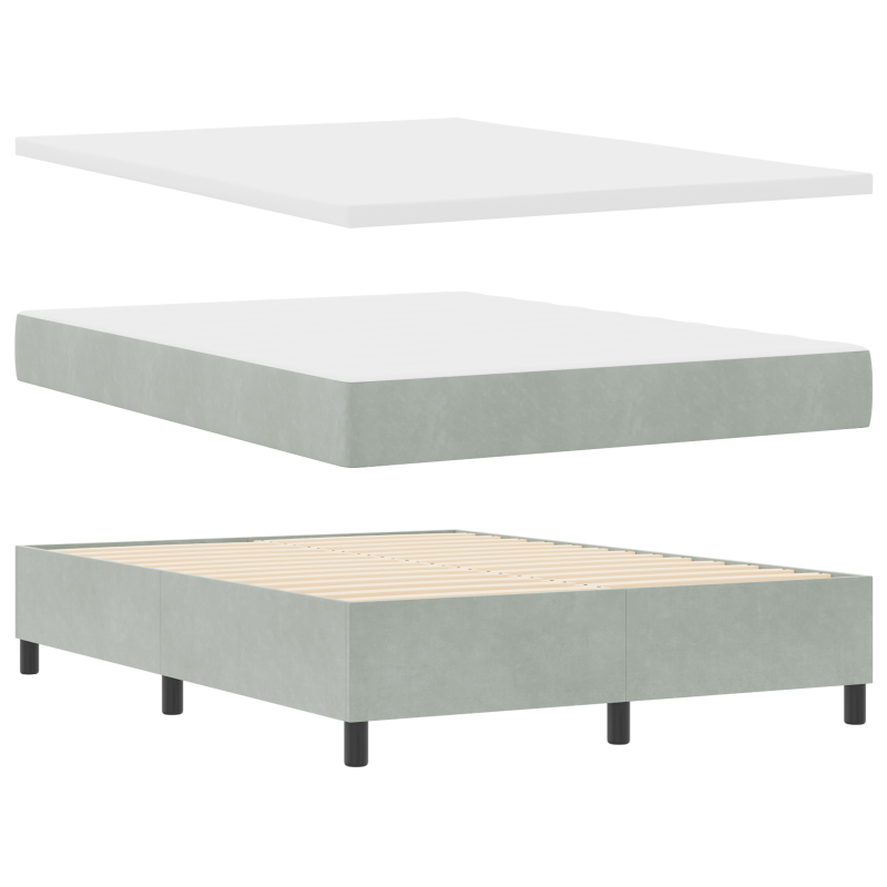 Boxspringbett mit Matratze & LED Licht Grau 140x190 cm Samt