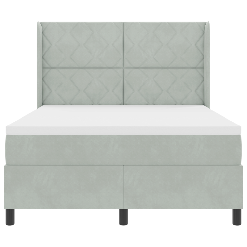 Boxspringbett mit Matratze & LED Licht Grau 140x200 cm Samt