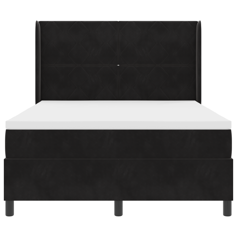 Boxspringbett mit Matratze & LED Schwarz 140x200 cm Samt