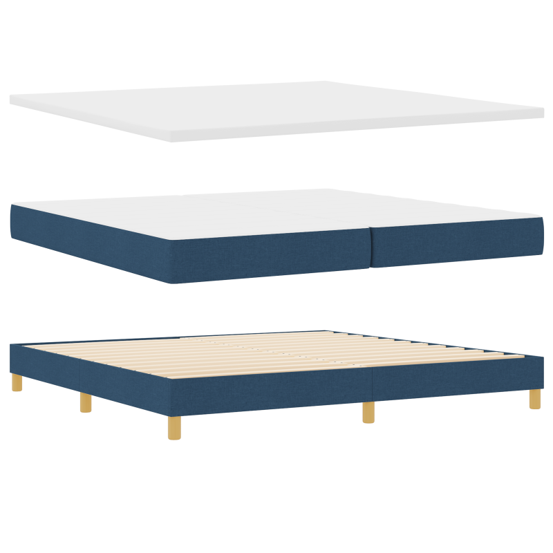 Boxspringbett mit Matratze & Bank Blau 200x200 cm Stoff