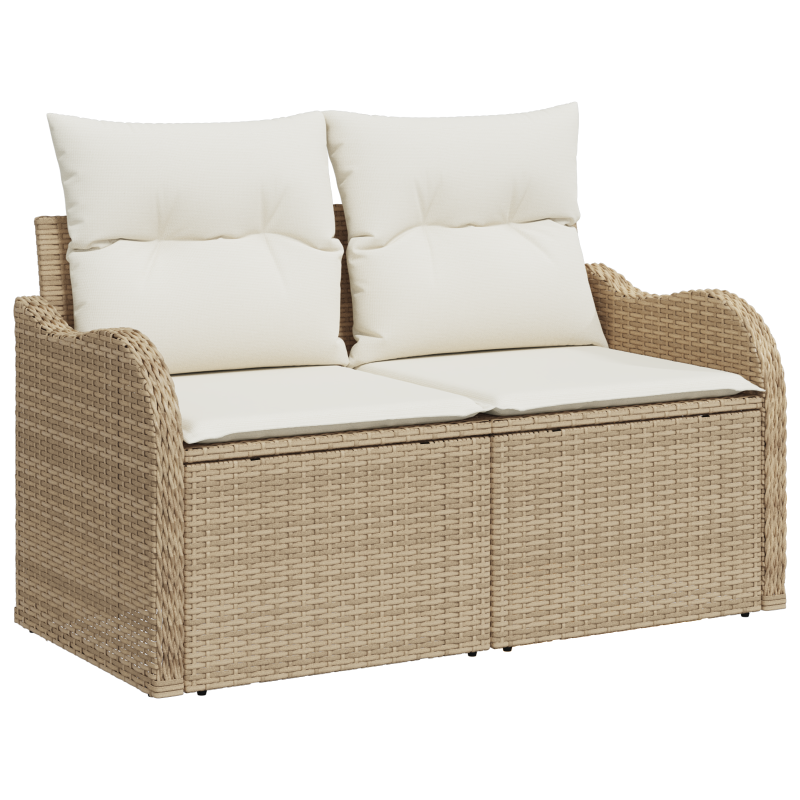 5-teiliges Garten Sofa Set mit Kissen Braunes Poly Rattan