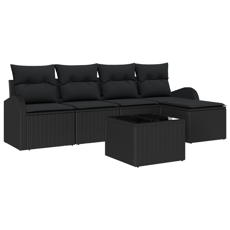 6-teiliges Garten Sofa Set mit Kissen Beige Poly Rattan