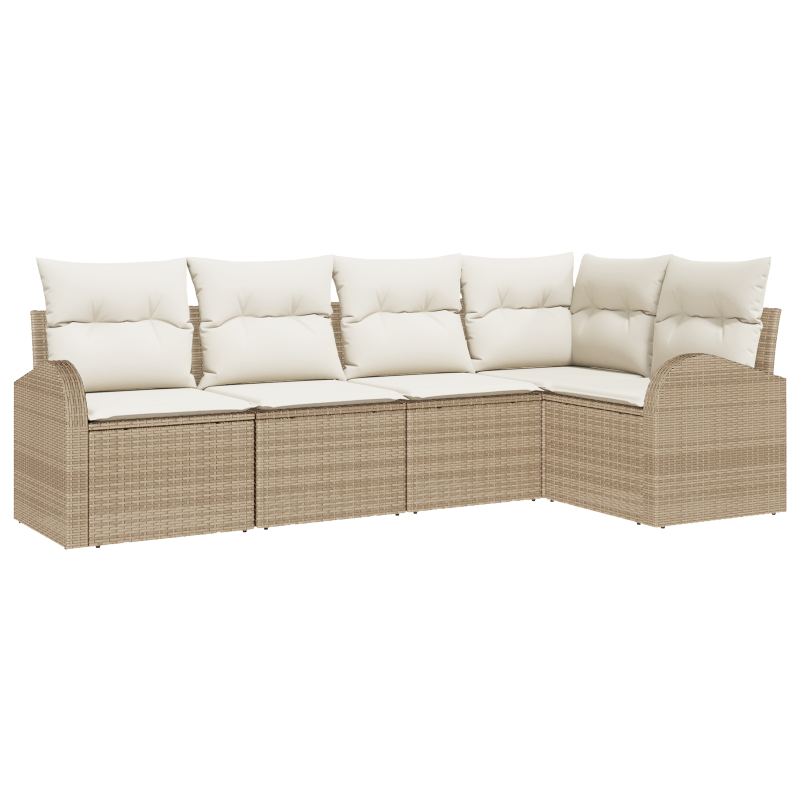 8-teiliges Garten-Sofa-Set mit Kissen in Beige, Poly Rattan