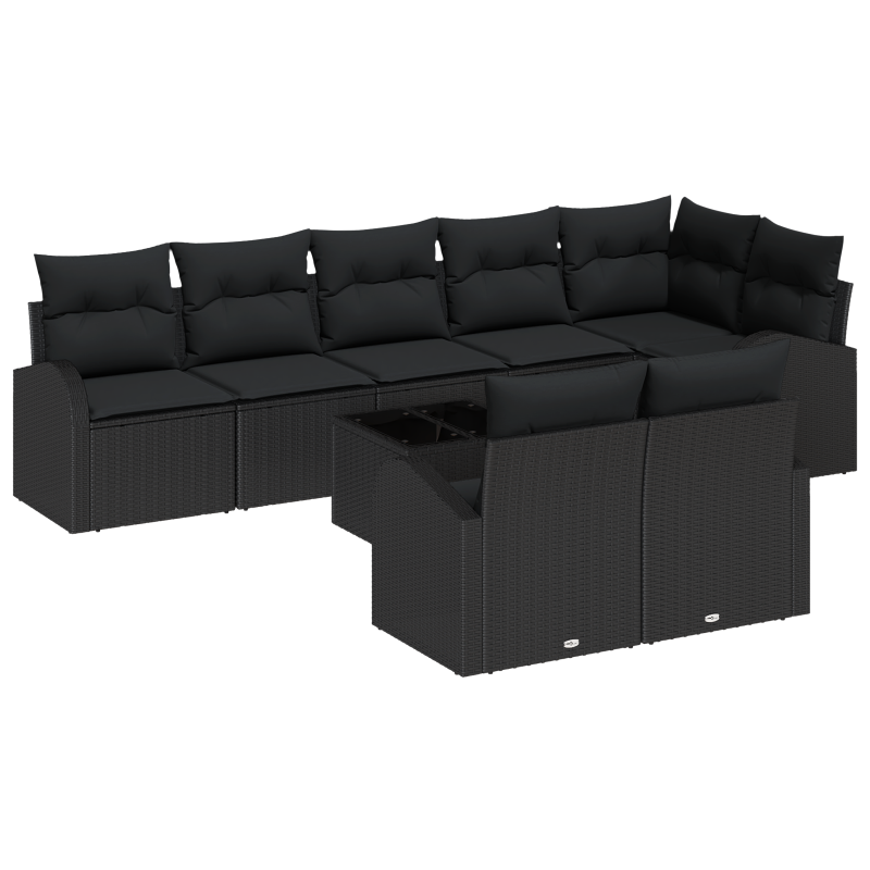 9-teiliges Garten-Sofa Set mit Kissen Braun Poly-Rattan