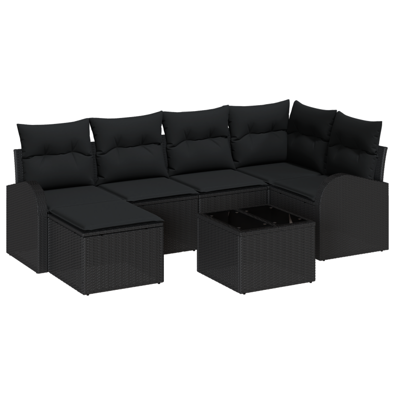 5-teiliges Garten Sofaset mit Kissen Braunes Poly Rattan