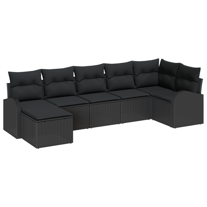 5-teiliges Garten Sofa Set mit Kissen braun Poly Rattan