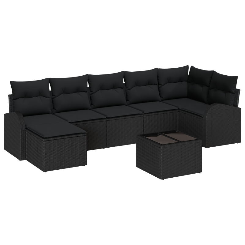 5-teiliges Garten Sofa Set mit Kissen Grau Poly Rattan