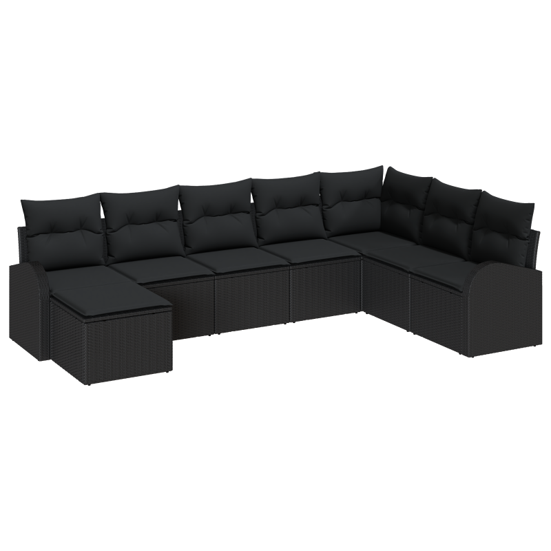 6-teiliges Garten-Sofa-Set mit Kissen Braun Poly Rattan