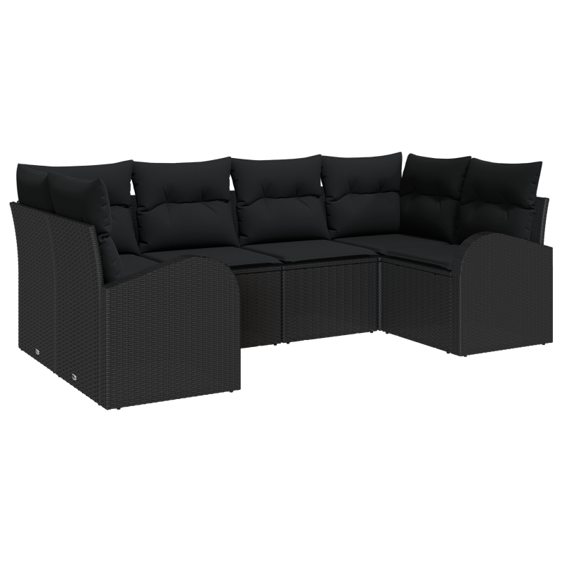 6-teiliges Garten Sofa Set mit Kissen Braun Poly Rattan