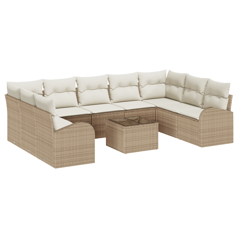 7-teiliges Garten-Sofa-Set mit Kissen in Braun Polyrattan