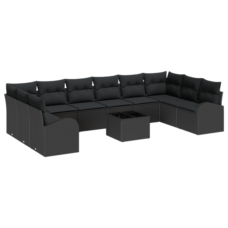 9-teiliges Garten Sofa Set mit Kissen, Braunes Poly-Rattan