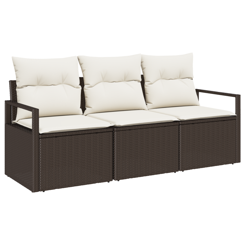 9-teiliges Garten Sofa Set mit Kissen Braun Poly Rattan