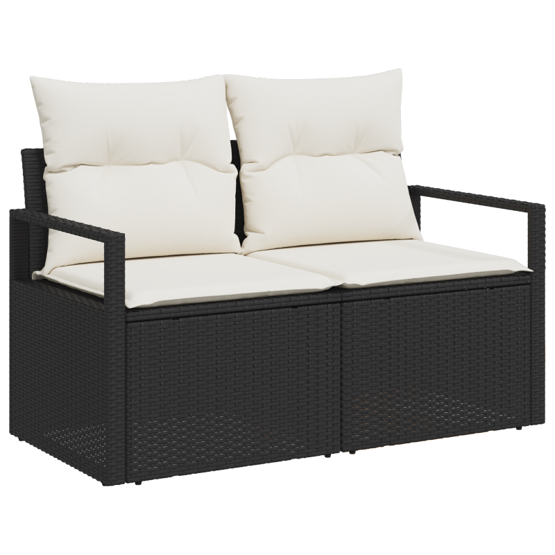 9-teiliges Garten-Sofaset mit Kissen Grau Poly Rattan