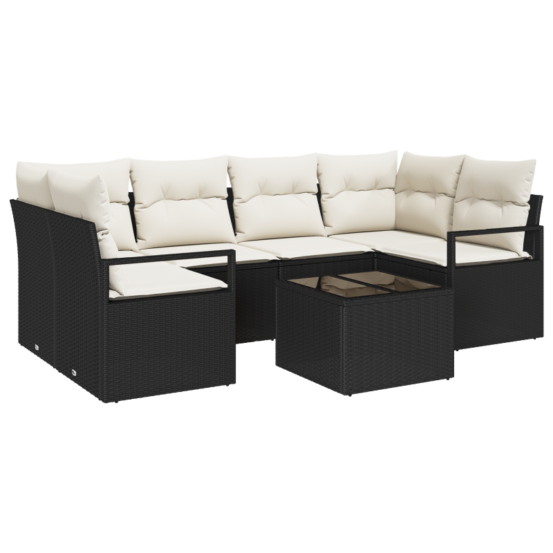4-teiliges Garten Sofa Set mit Kissen Grau Poly Rattan