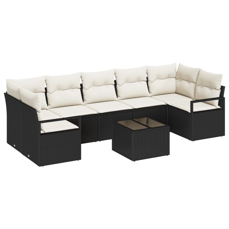 6-teiliges Garten-Sofaset mit Kissen Beige Poly Rattan Akazie