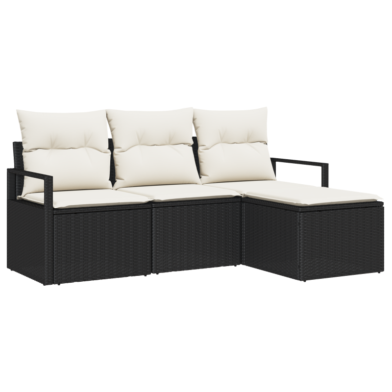 7 teiliges Garten-Sofa-Set mit Kissen Beige Poly Rattan Akazie