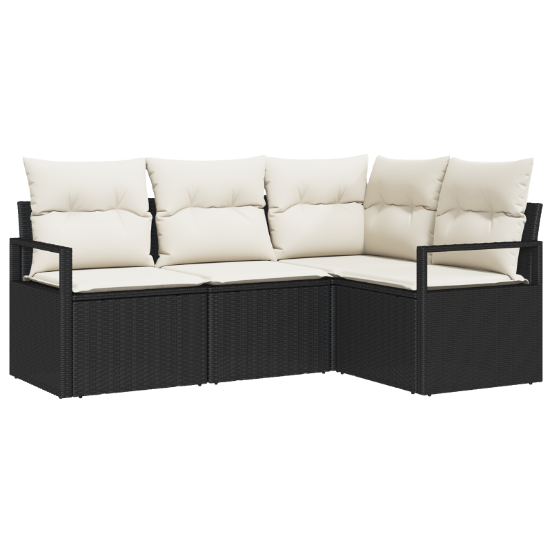 9-teiliges Garten Sofaset mit Kissen Beige Poly Rattan Akazie