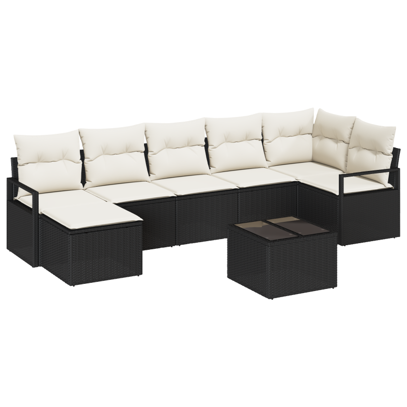 6-teiliges Garten Sofa Set mit Kissen Braun Poly Rattan