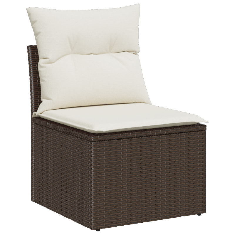 9-teiliges Garten-Sofaset mit Kissen Grau Poly Rattan