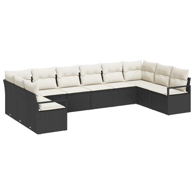 9-teiliges Garten-Sofa-Set mit Kissen Braun Poly Rattan