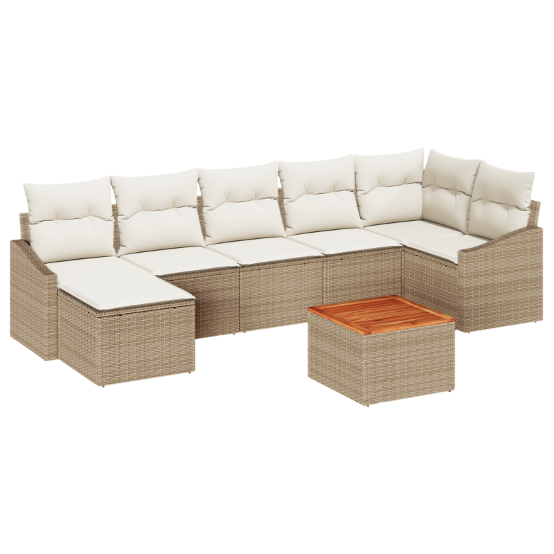 4-teiliges Garten Sofa Set mit Kissen Beige Poly Rattan